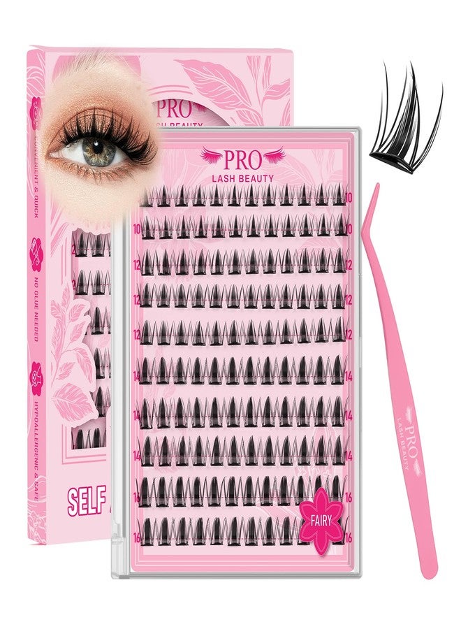 برو لاش بيوتي رموش برولاش بيوتي ذاتية اللصق، رموش فيري لاش كلسترز، رموش ذاتية اللصق، لا حاجة للغراء، رموش 10-16 مم، رموش ملصقة مسبقًا مع ملقط مضاد للالتصاق (فيري، مزيج 10-16 مم) - Image 1